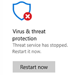 Windows Defender: The threat service has stopped