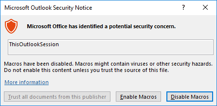 Microsoft Outlook Security Notice