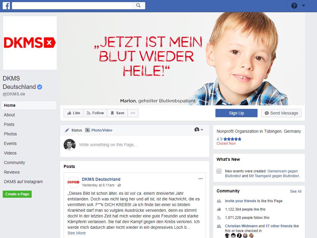 DKMS-Deutschland auf Facebook