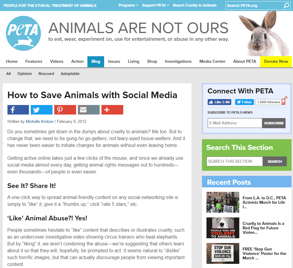 PETA in Social Media