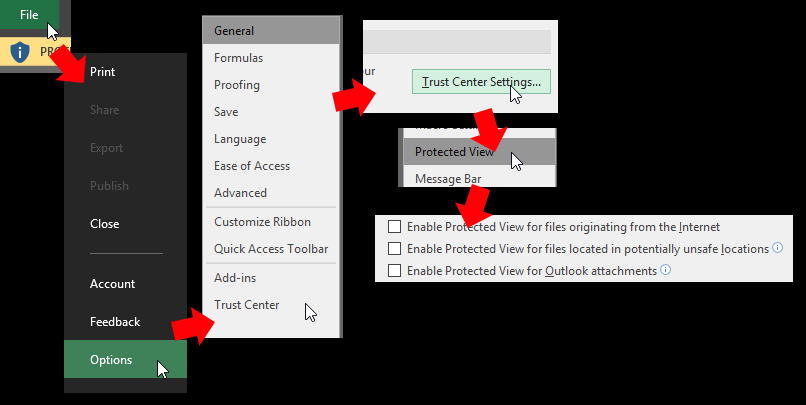 How to disable protected view