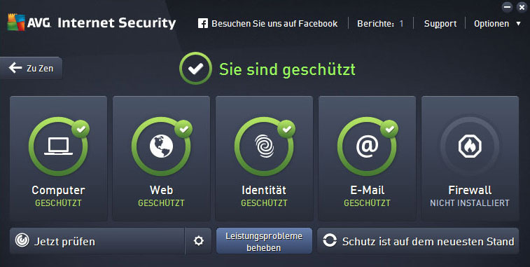 AVG Security Oberfläche