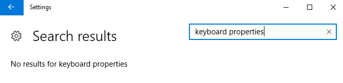 Keyboard Properties Search in Windows