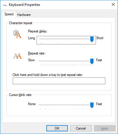 Keyboard Speed Windows