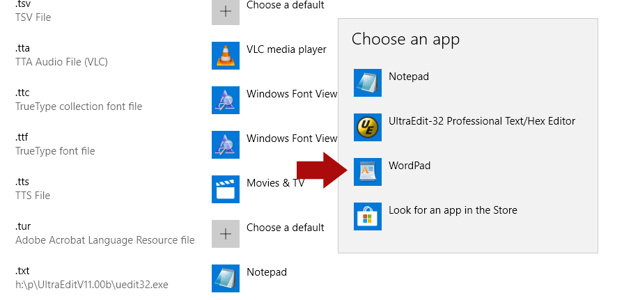 Change Notepad as Default Editor in Windows 10